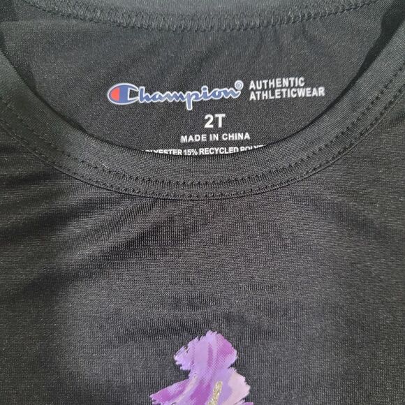 Champion Size 2t Black & Purple Short Sleeve Tee - Picture 2 of 3